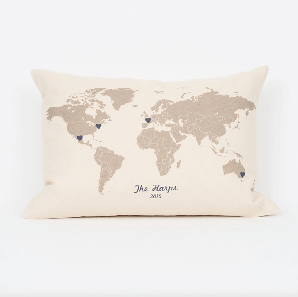 Personalized World Map Pillow