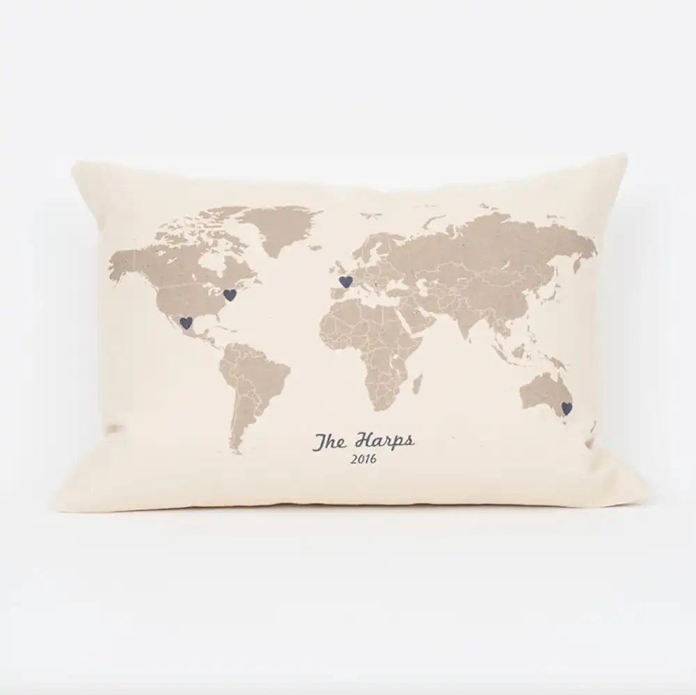 Personalized World Map Pillow