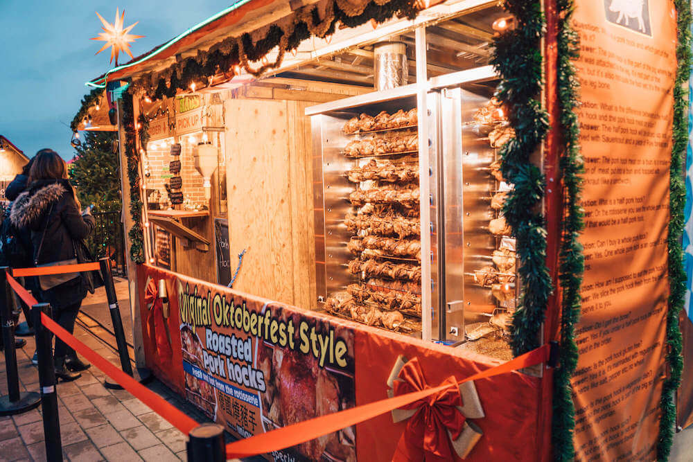 Pork hocks at Vancouver Christmas Market in Vancouver, Canada