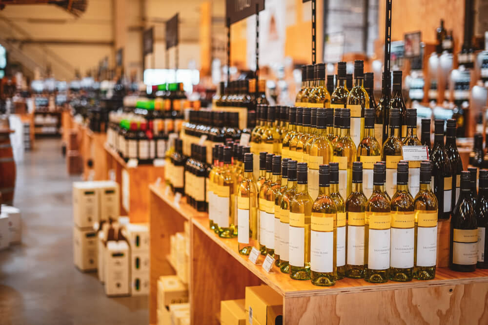 Wine displays at the Vinofaktur Genussregal