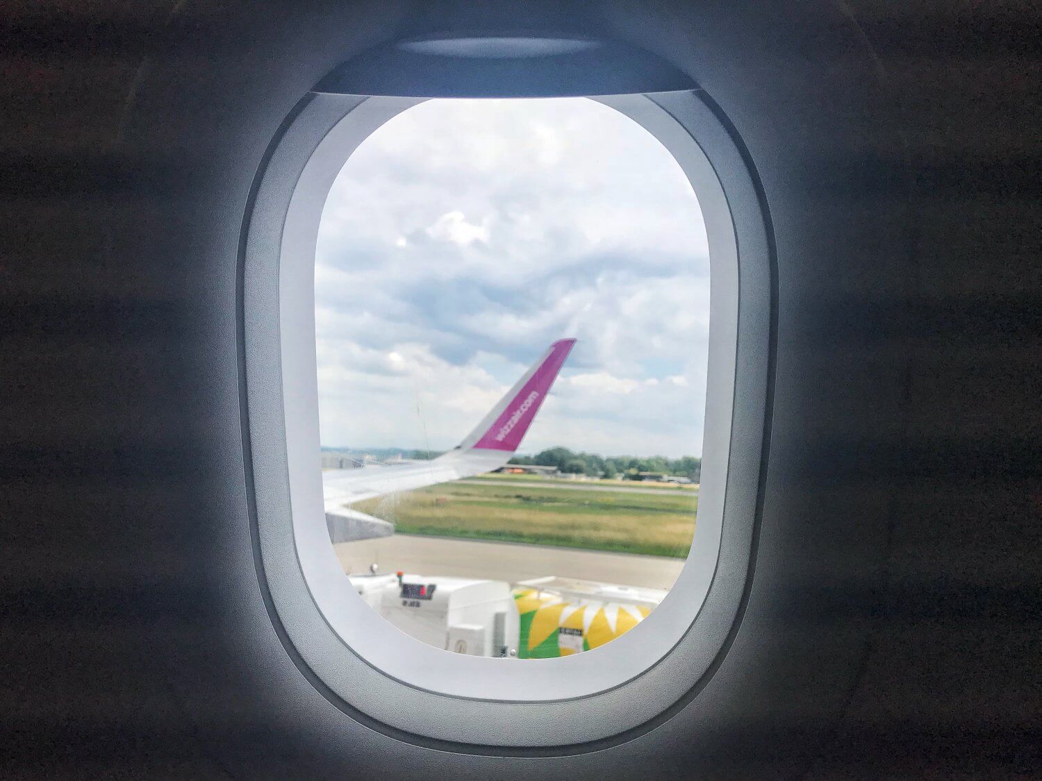 A view from the window of a Wizz Air plane