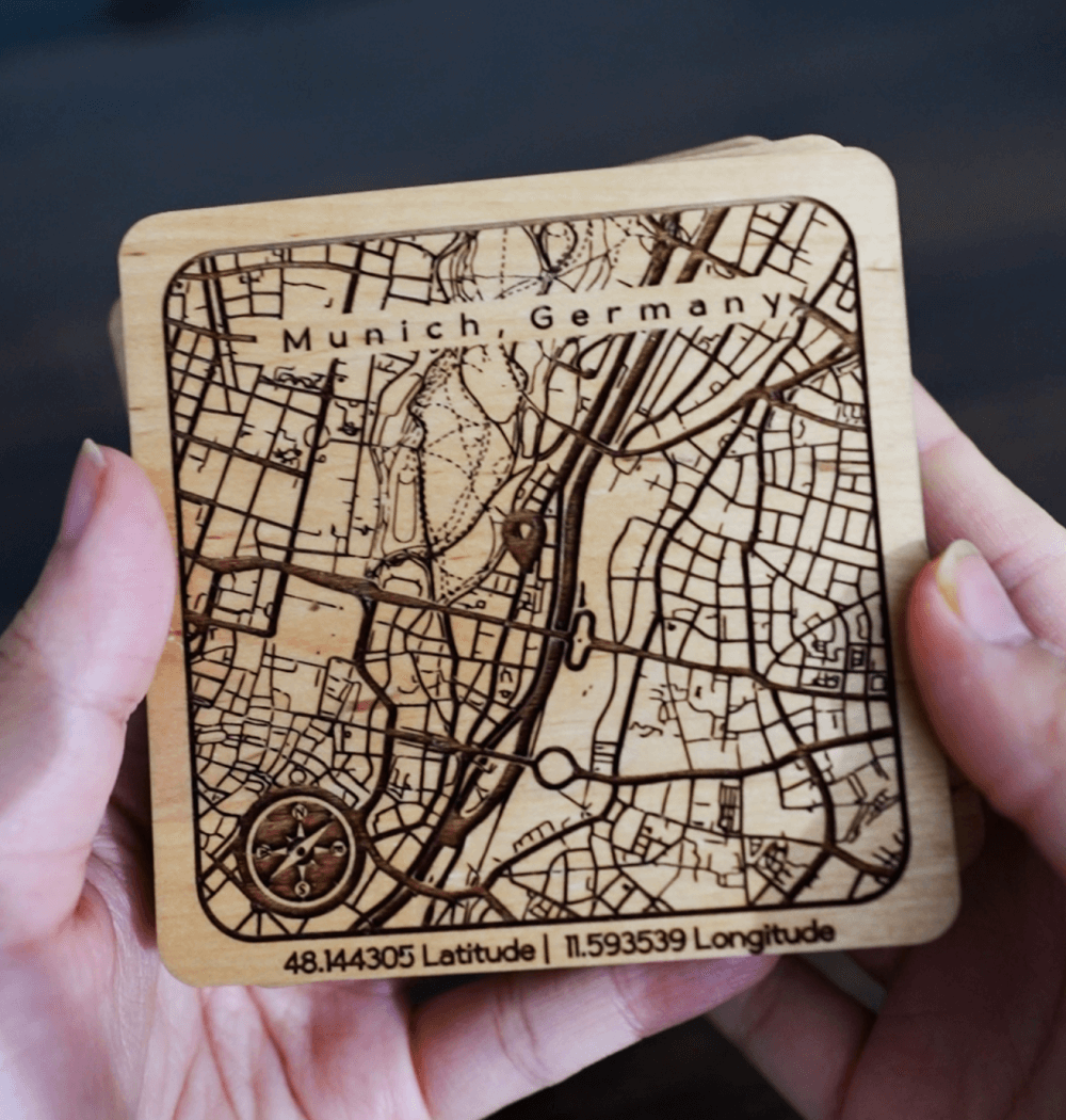 Gorgeous Custom Wooden Map Coasters