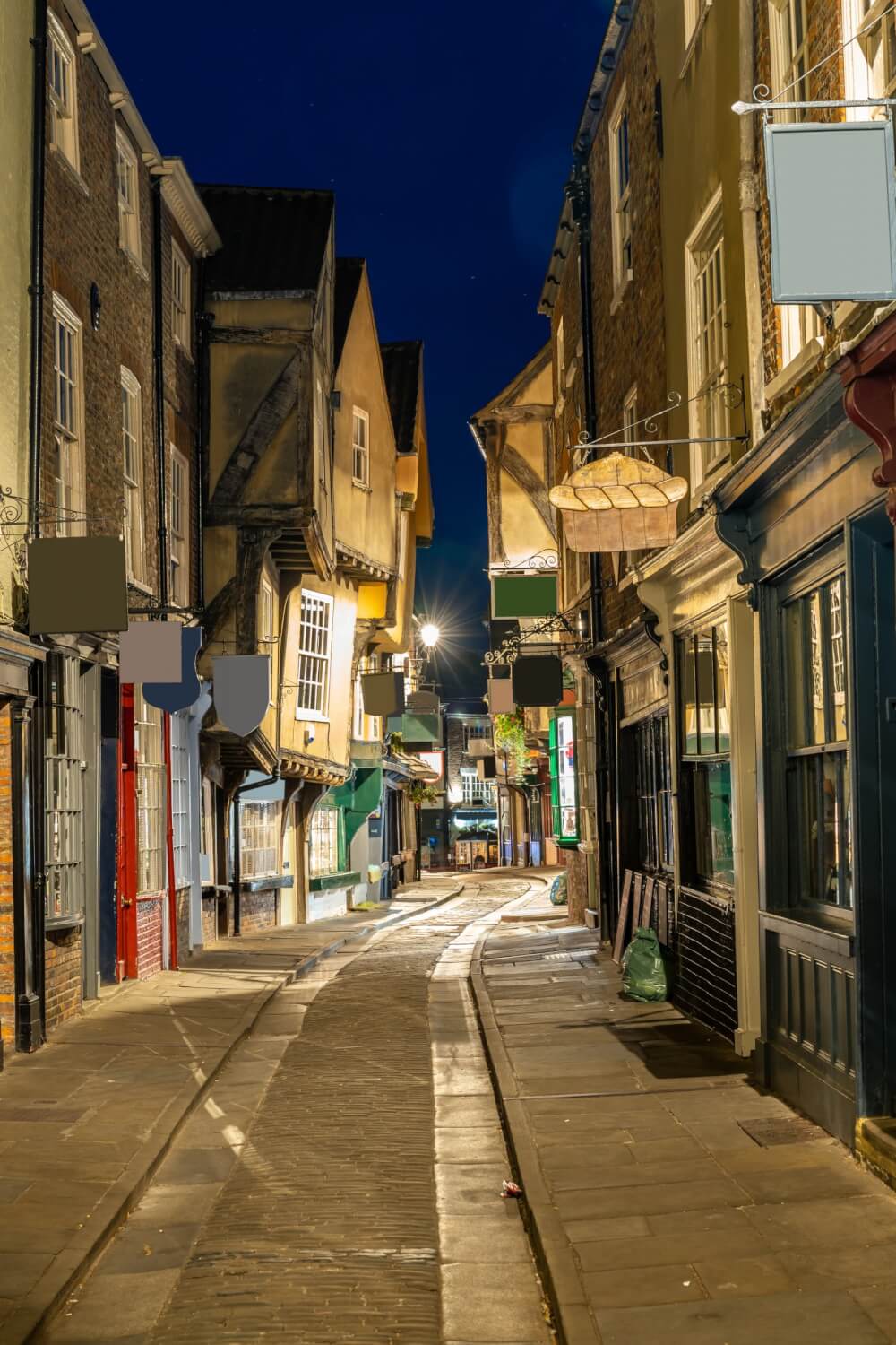 The Shambles by night in York, England.