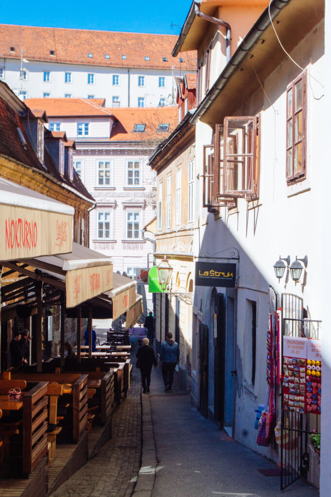 Old town street in Zagreb, Croatia