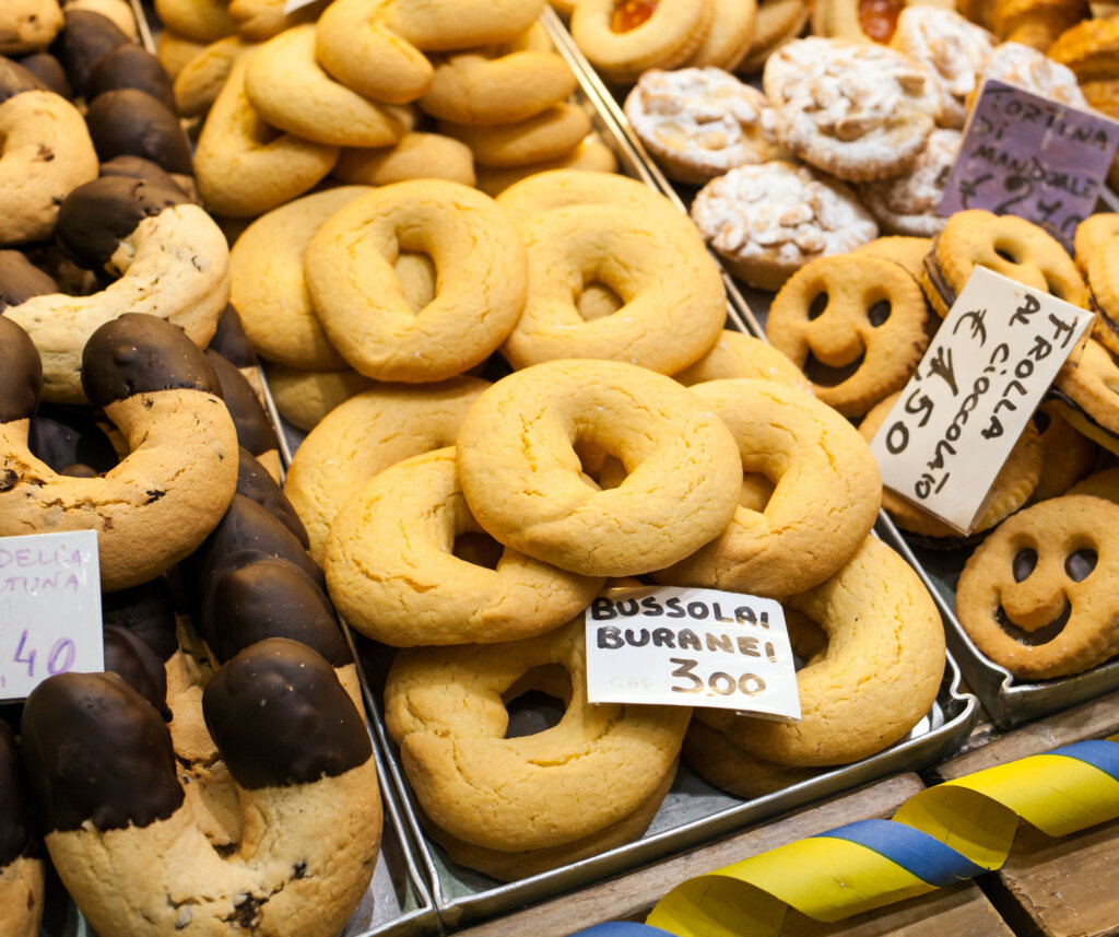 Bussolai cookies typical of the island of Burano in Venice