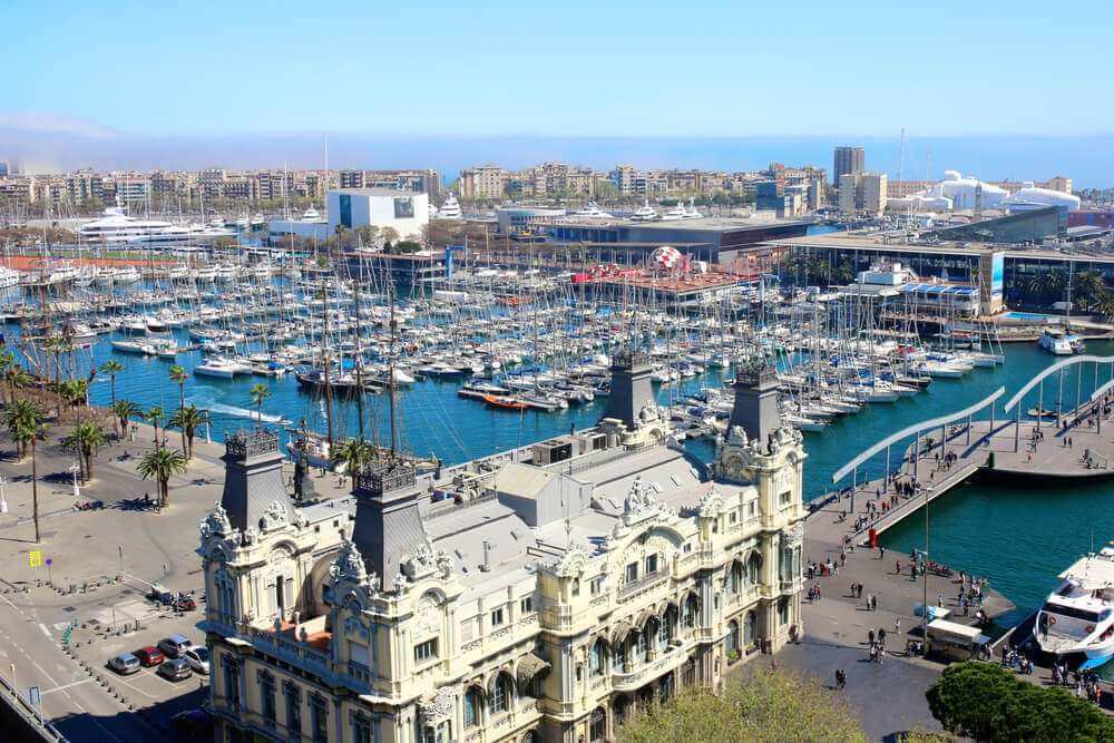 Columbus Monument view in Barcelona, Spain