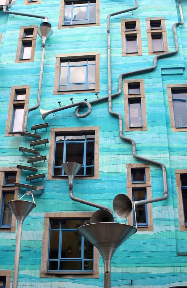 Musical drain pipes in Dresden, Germany