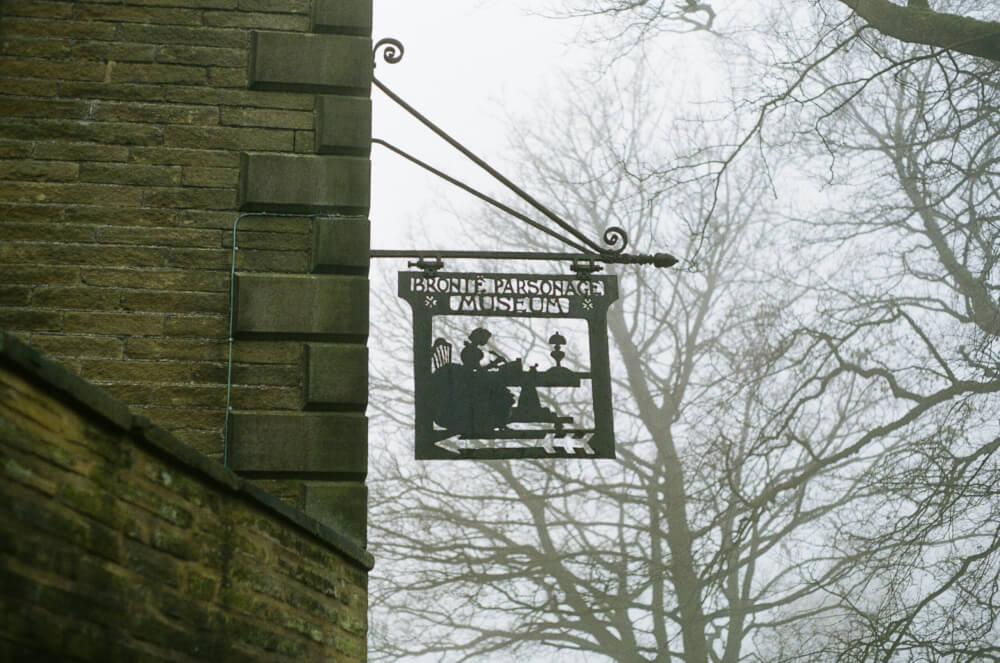 Brontë Parsonage Museum sign in Haworth, Keighley, UK