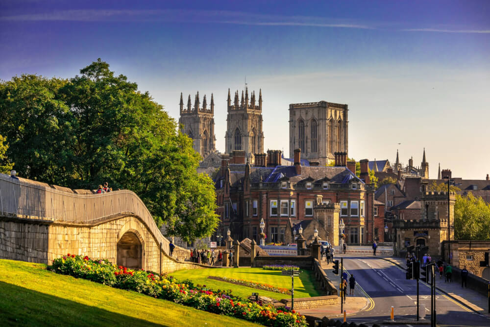 Early morning view of York Minster in York, UK