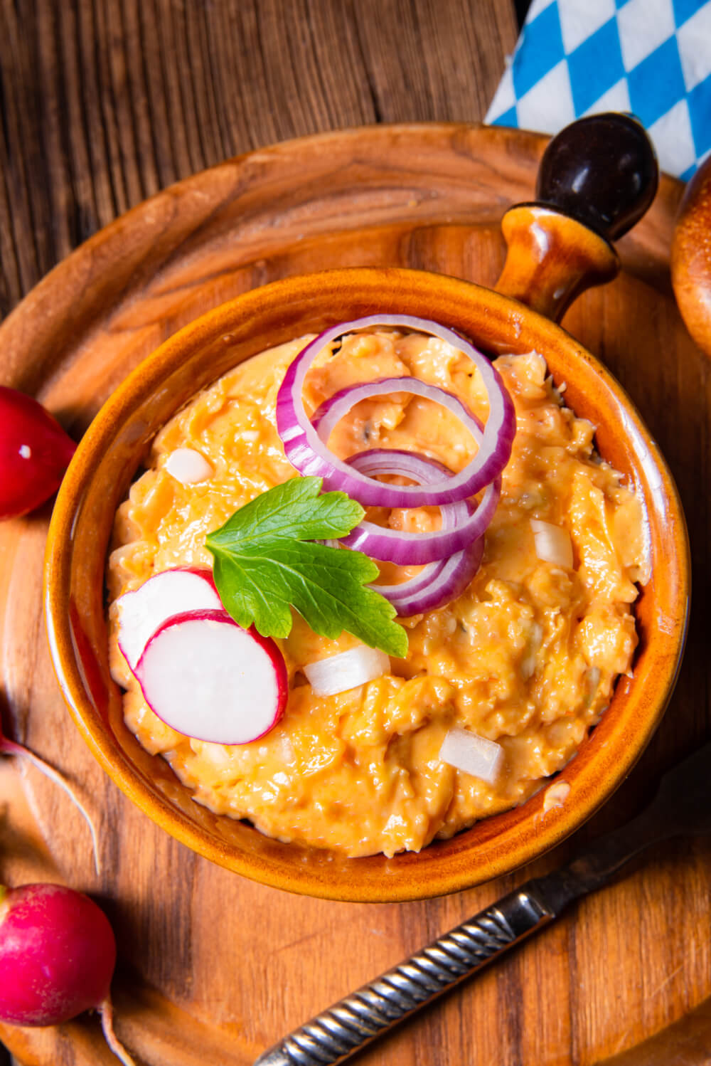 A big pot of Obatzda, a German beer spread