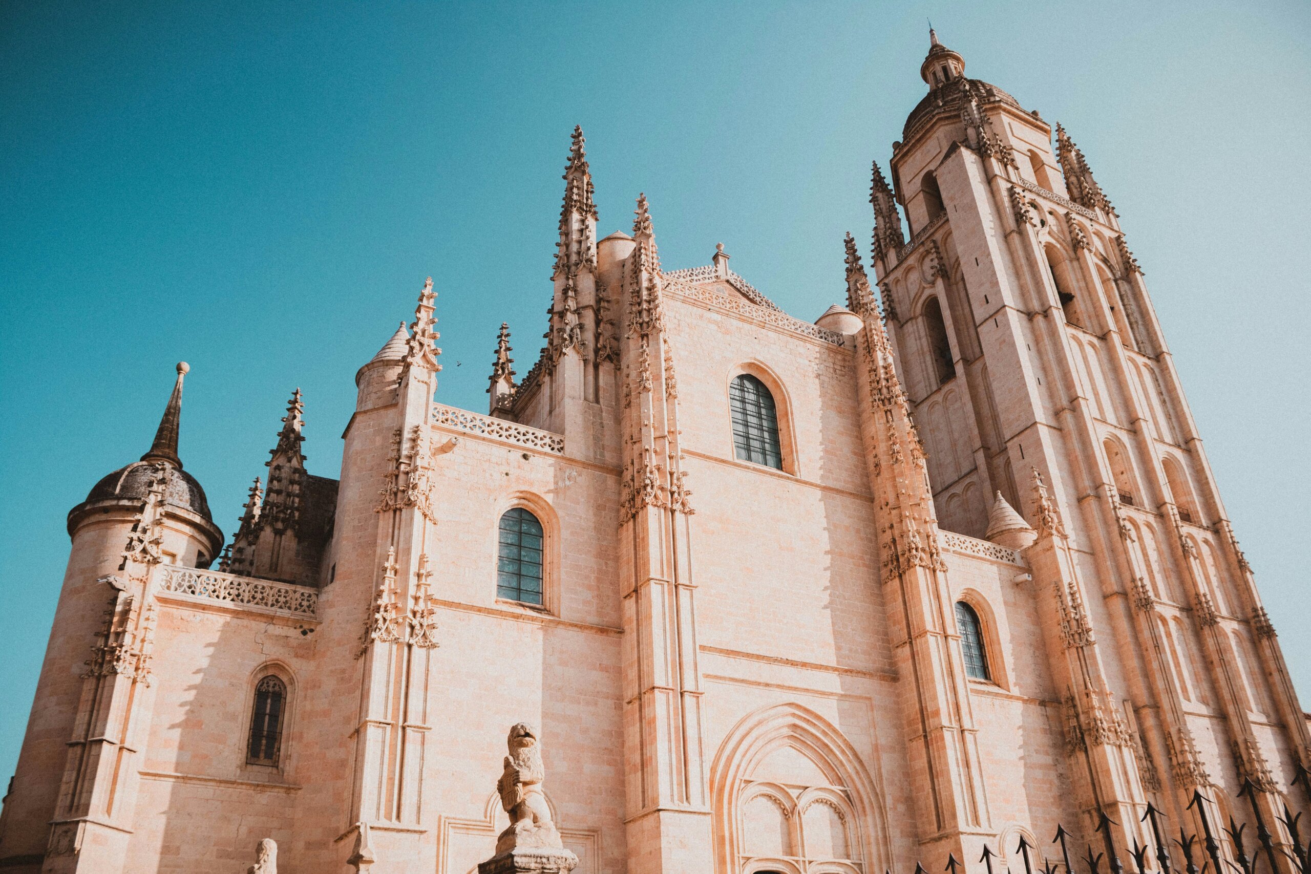 A large yellow stone cathedral