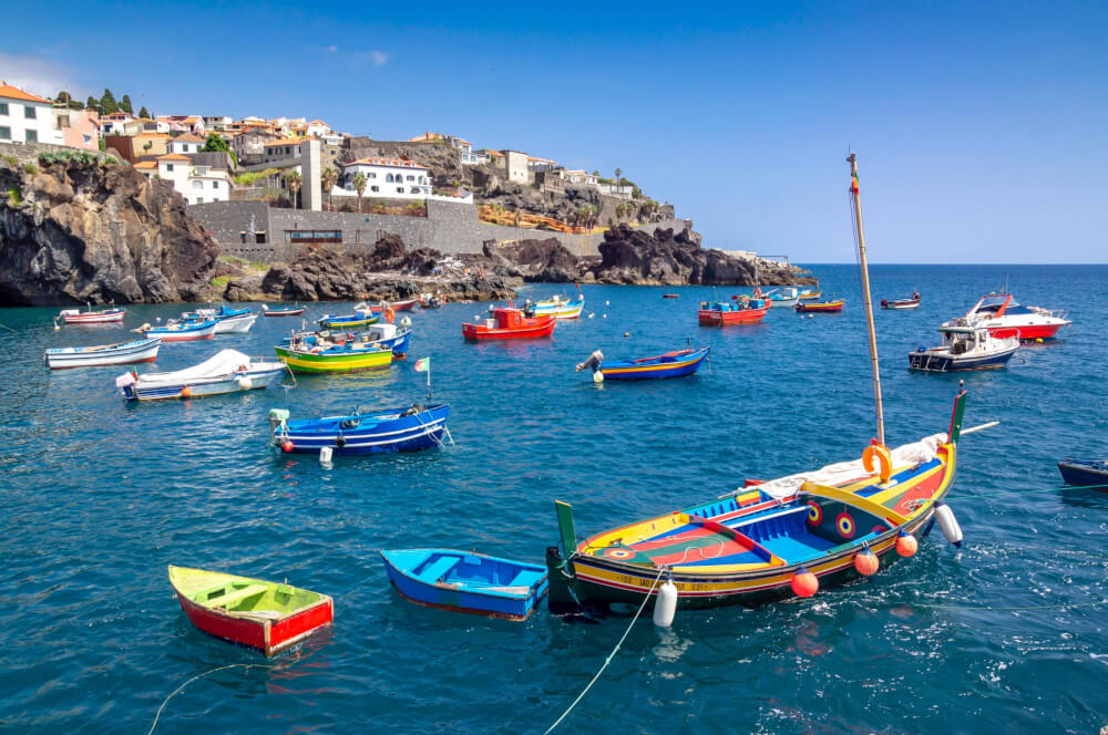 Colorful boats in a harbour