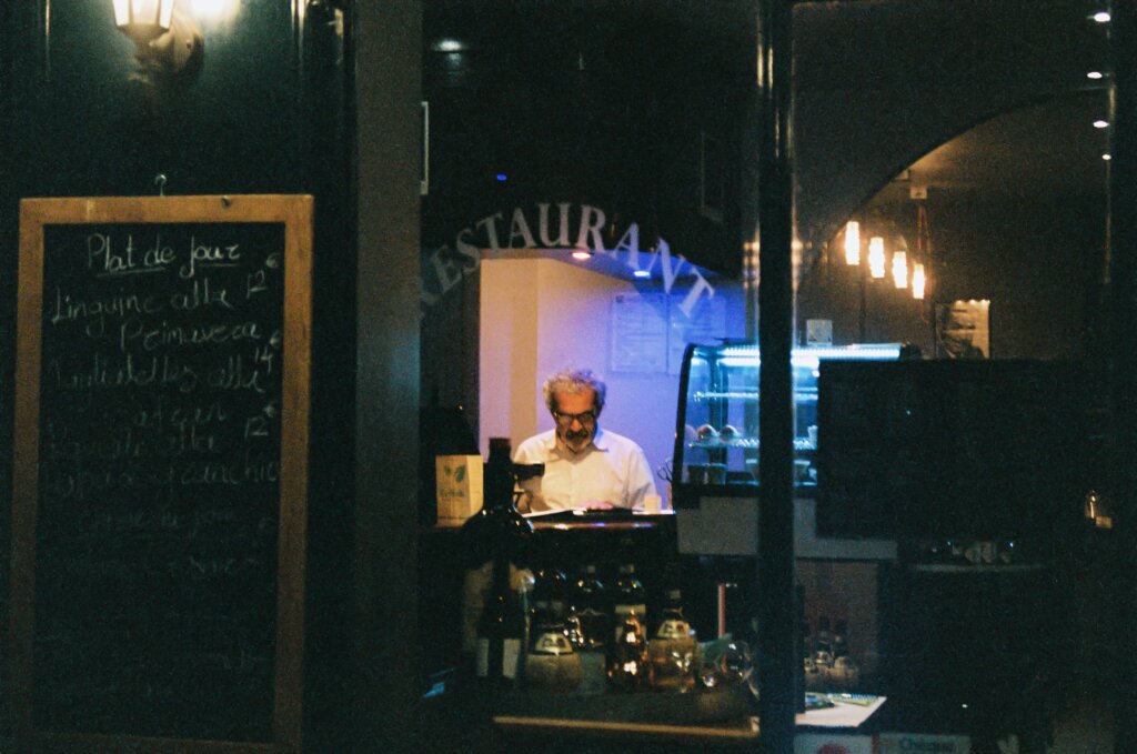 Chef in a restaurant preparing food