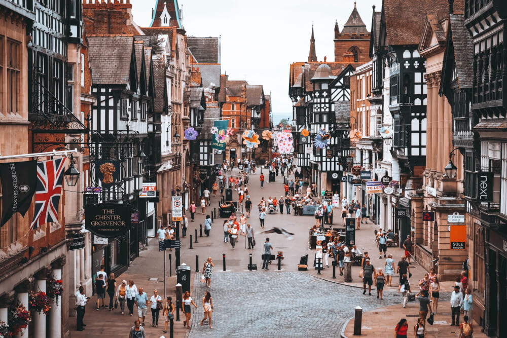Chester city from above, UK