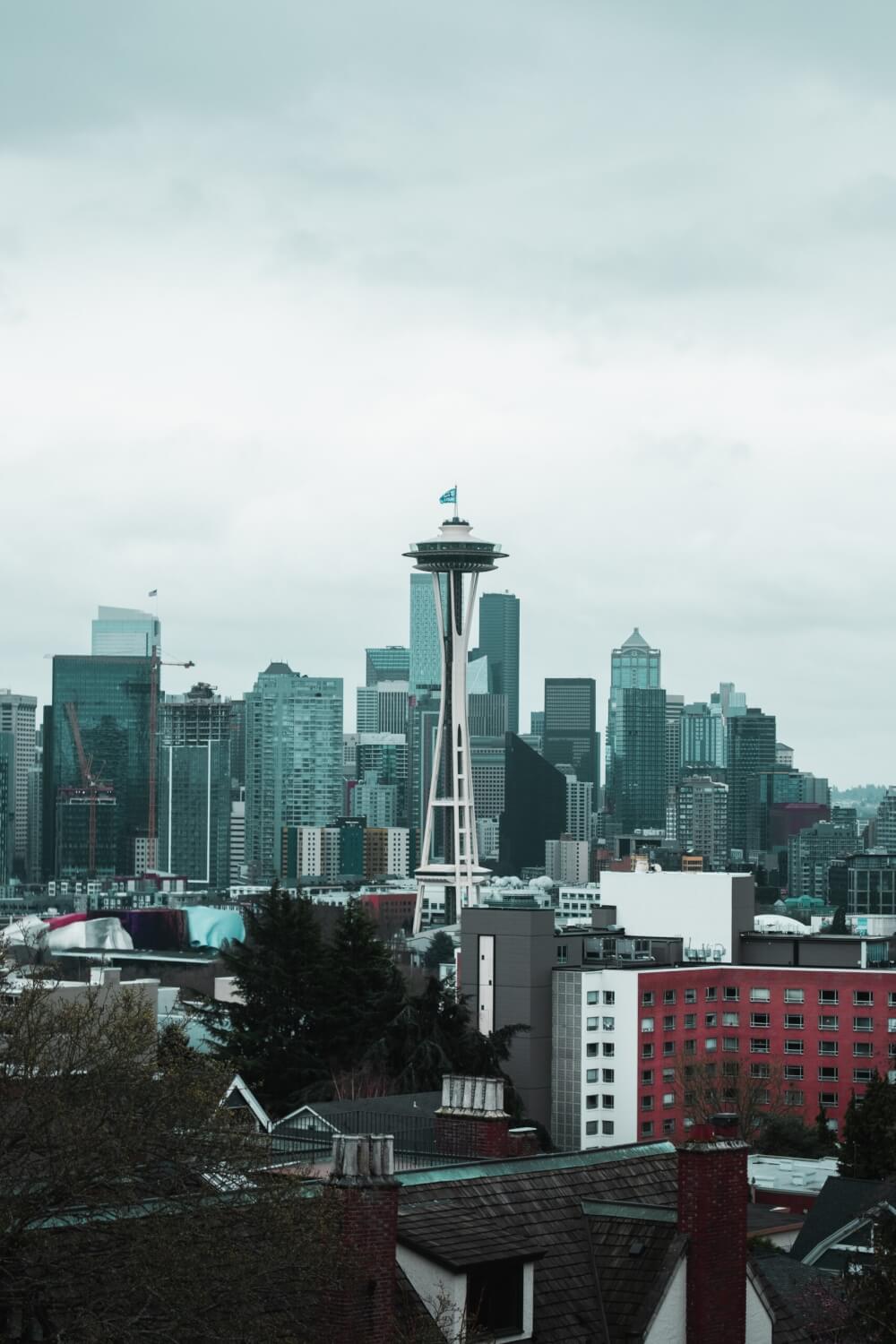 A view of the Seattle skyline, including the infamous revolving needle restaurant. Characteristically grey, this city is the home to more college graduates than any other city.  