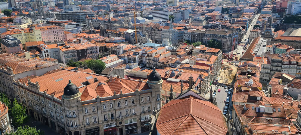 The orange roofs of Porto from above
