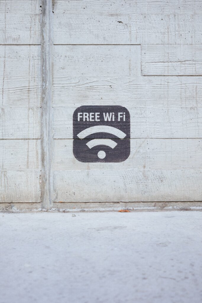 Free WIfI mural painted on a wall