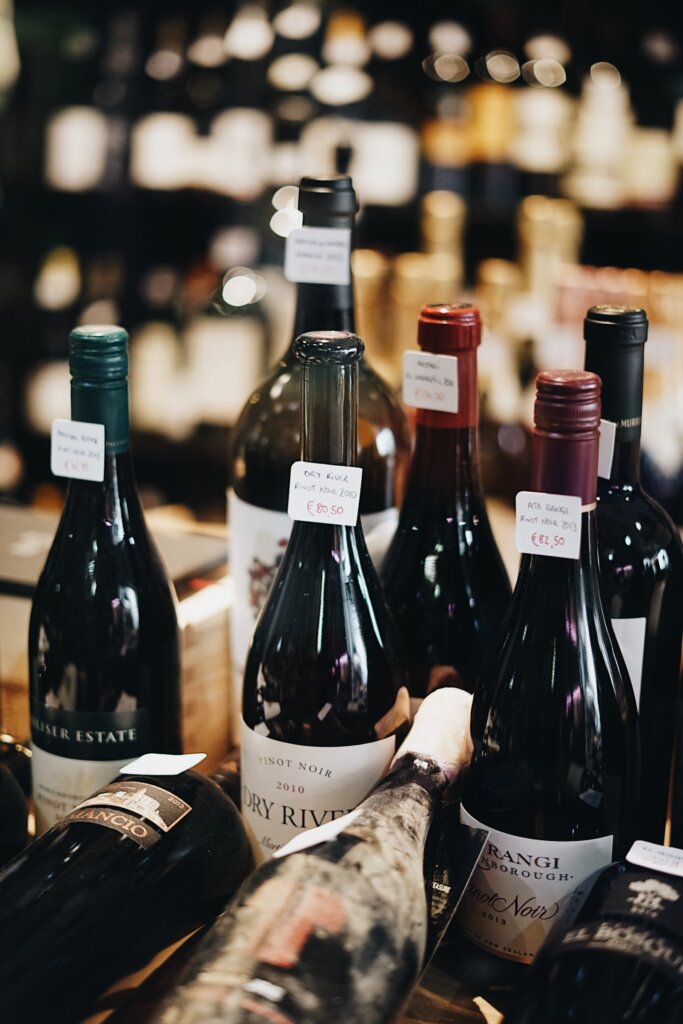 Wine bottles on sale in a shop